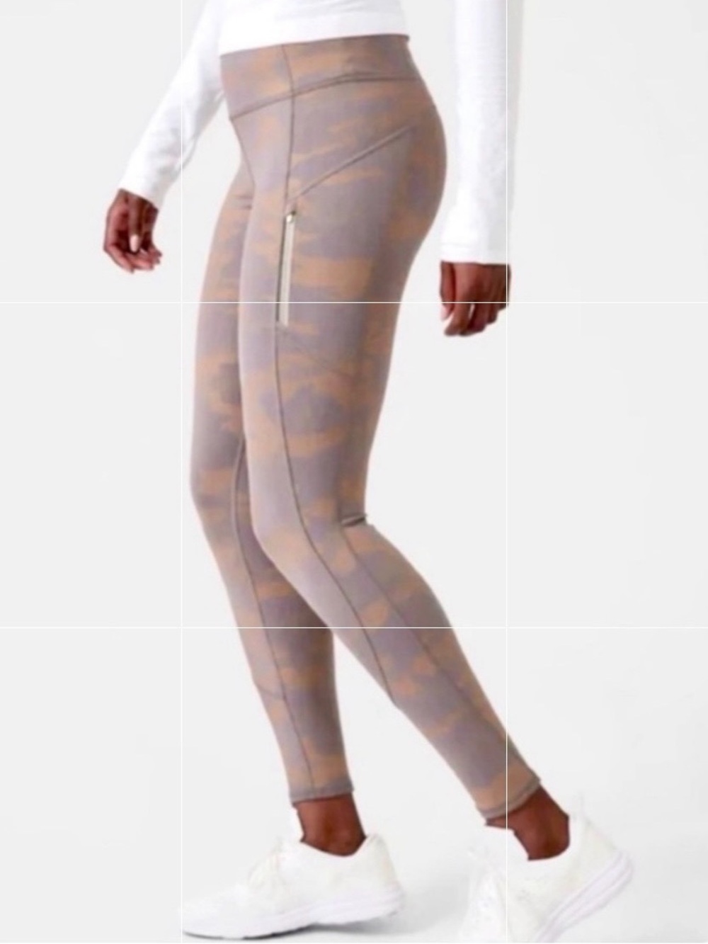 NWOT ATHLETA Rainier Reflective Tights / Leggings in Camo Lux Buff Grey - Sz XXS